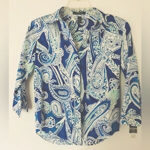 NWT Lauren Ralph Lauren Cotton Paisley Shirt